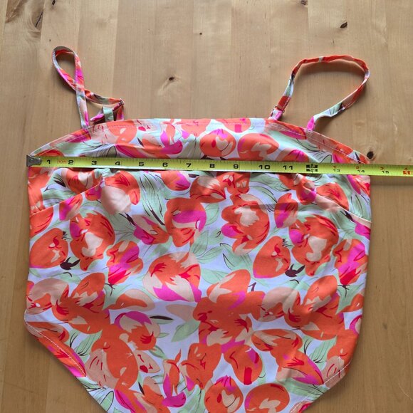 Cider Women’s Floral Tank Sz Large L Crop Top Spaghetti Straps Orange Pink - Picture 6 of 7